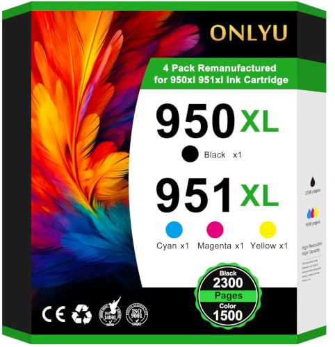 ONLYU 950 XL 951XL Multipack Remanufactured für HP 951XL Multipack HP 950 | für HP Officejet Pro 8600 8620 Patronen für HP Officejet Pro 8610 8615 8100 8616 8625 8630 276DW Druckern (4er-Pack)