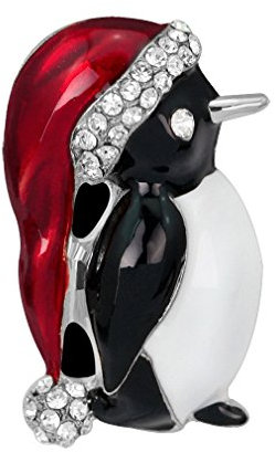 YAZILIND Art und Weise Neue Nette Weihnachtsrhinestones wenig Pinguin Legierungs-Brosche Frauenmädchen Zusätze (Silber)