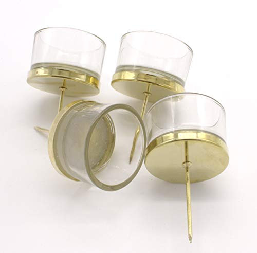 DARO DEKO Teelichthalter Stecker 4 Stück aus Glas und Metall in Gold