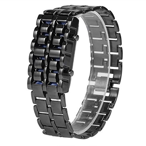 YUYTE Elektronische Armbanduhr, Modische Stahlband, Digitales Led Armband, Luxus Edelstahlband Für Herren