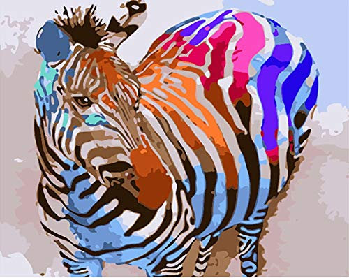 ABEUTY Wandkunst Zebra Tier Streifen Malen nach Zahlen, DIY Ölgemälde auf Leinwand Gemälde 40x50cm (zebra, ohne rahmen)