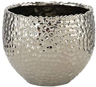 B.o.l.t.z.e 1 x Pflanztopf Lajos Steingut Silber, Größe:klein