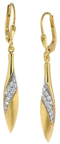 trendor Damen Ohrringe Gold auf Silber 925 Zirkonia Ohrhänger 39032 | eleganter Ohrschmuck für Frauen