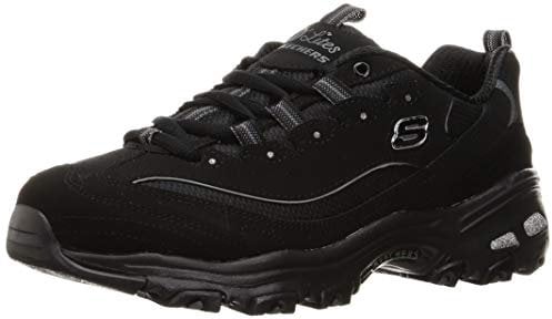 Skechers Women's D'Lites-Biggest Fan Sneakers, Black Trubuck Mesh Trim, 6.5 UK