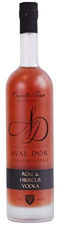 Colwith Farm Distillery, Aval Dor Cornish Rose & Hibiscus Vodka, Small Batch Craft, Gluten Free, 40% ABV, 70cl