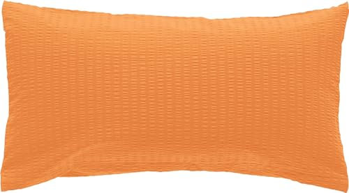 Erwin Müller Kissenbezug, Kissenhülle Seersucker Uni Serie Rosenheim Terra Größe 40x80 cm - pflegeleicht, bügelfrei, mit Reißverschluss