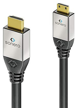 sonero Mini HDMI auf HDMI Kabel Highspeed Ethernet 4K UHD 60Hz 18Gbps 1m | Vergoldete Kontakte, Metallstecker, 3-fache Schirmung und OFC-Kupferleiter für Kamera, Camcorder, Monitor und TV.