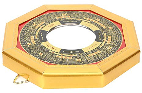 Cuque Verrückter Feng Shui Holz Bagua Spiegel, Bronze Spiegel Konvexer Spiegel, Abwehr böser Geister Konvexer Spiegel Bagua Spiegel für China Family Religious(13.5cm concave Mirror)