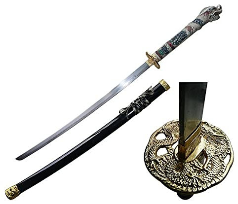 Katana Schwert echt Samurai Schwert aus Stahl mit Einer Scheide zur Dekoration für einen Sammler oder als Geschenk 4KM124-430BK