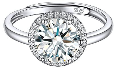 ChicSilver 925 Sterling Silber Fingerring für Damen Mädchen Ring mit rund Diamant Gebursstein verstellbarer Fingerring für Freundin Ehefrau