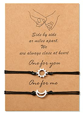 YELUWA Sonne und Mond Armbänder für Frauen Männer Paare Freunde Freundinnen Beste Freunde Verstellbare Kordel Handgefertigt Freundschaft Distanz Passende Beziehung Valentinstag Geschenke
