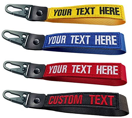 Brillina Personalisierter Schlüsselanhänger, Unisex-Armband Lanyard Schlüsselanhänger für Autoschlüssel Zubehör Rucksack Gepäck, Schwarz, Rot, Grün, Orange, Gelb, 20 x 2.54cm