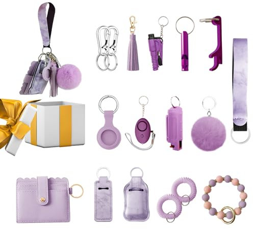 NYNPPUE Schlüsselband-Set für Damen, Geldbörse, Bommel, Schlüsselanhänger, Bronze, Normally