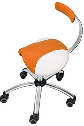 Teqler Sattelhocker mit abnehmbarer Lehne orange-weiß