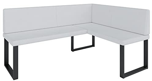 Eckbank Akiko Metal - Eckbankgruppe für Ihrem Esszimmer, Küche modern, Sitzecke, Essecke. Perfekt für Küche, Büro und Rezeption. Solide und Starke Verarbeitung. (Soft 17, 168x128cm rechts)