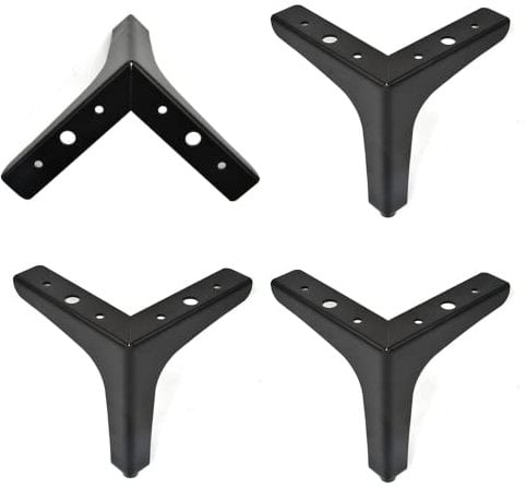 DODUOS Lot de 4 Pieds de Canapé Metal 10cm, Pieds de Meubles Charge Jusqu'à 800KG, Argent Pied de Table Modernes en Métal en Forme de Triangle, Support de Table en Fer Forge/Sofa, Pied pour Meuble TV