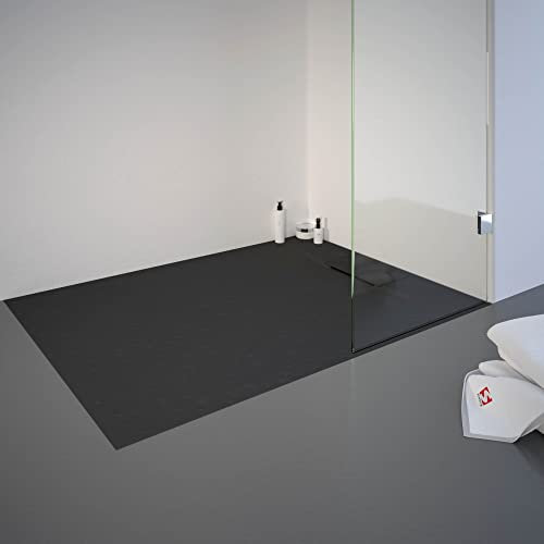 Schulte receveur de douche 90 x 120 x 3,2cm, anthracite, effet pierre ultra léger (16.4 kg), rectangulaire, extra plat à poser ou à encastrer, bac douche, antidérapant classe B DIN 51097