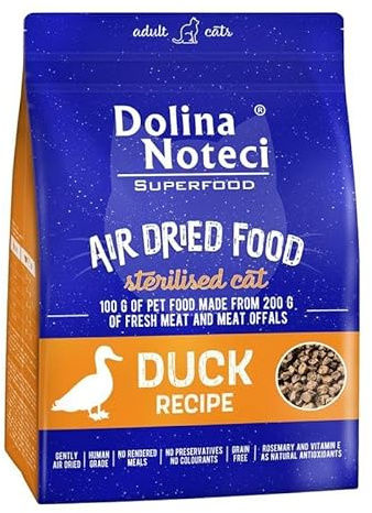 Dolina Noteci Glutenfrei Superfood Trockenfutter für sterilisierte Katzen - Entengericht 1kg (4-er Pack)