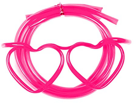 Jagowa 1 Piece Straw Glasses Fun Drinking Straws Novelty PVC Fun Drinking Straws for Milk Juice Cocktail Kids Adults Party Supplies (Rose Red)