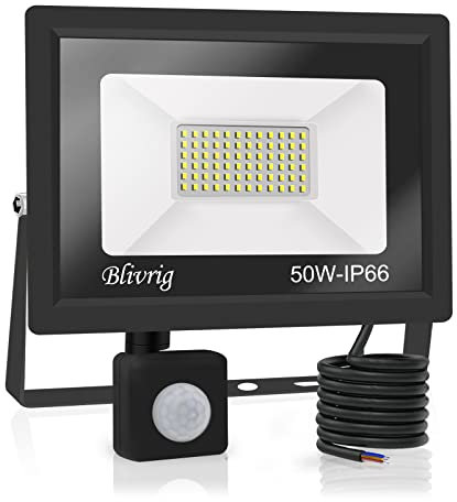 50w led strahler bewegungsmelder,5000LM LED Strahler Außen mit Bewegungsmelder IP66 Scheinwerferled aussenstrahler mit bewegungsmelder Warmweiß 3000K Außenstrahler LED Fluter Flutlicht für Garage