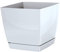 IMJ-Global Pot de fleurs carré Coubi Square décoratif en plastique de 22 cm de haut pour intérieur extérieur 24 x 24 cm carré blanc design moderne 8 litres
