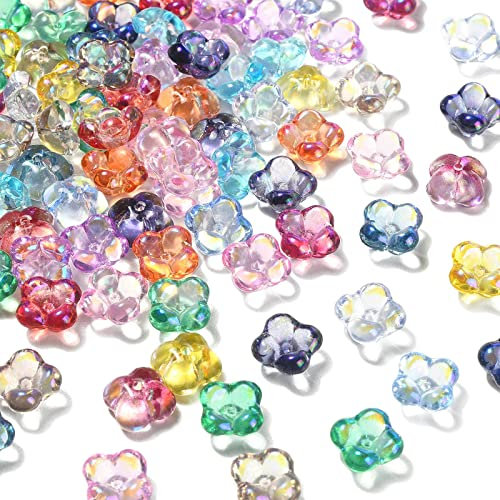 UR URLIFEHALL Lampwork Lot de 100 perles en verre fait à la main en forme de fleur AB pour la fabrication de bijoux et projets artistiques