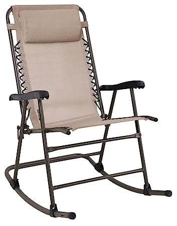 SVITA Schaukelstuhl faltbar klappbar Outdoor mit Kopfstütze Armlehne Beige