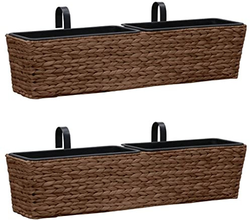 WOODEY Home & Garden Lot de 2 pots de fleurs en jacinthe d'eau Marron