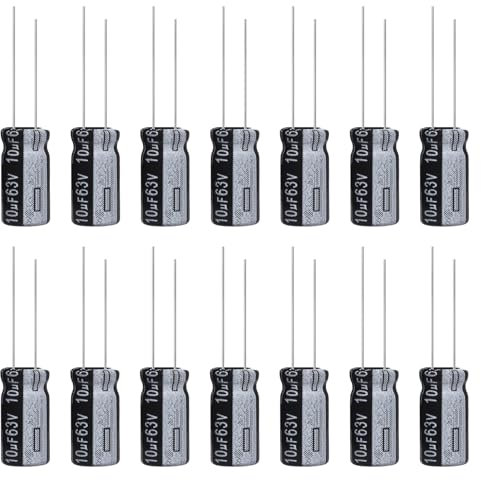 ALLECIN Kondensatoren 10μF 63V Elkos Kondensator 10uF 63Volt Aluminium Elektrolytkondensator 5x11MM Electrolytic Capacitors 10 uF MFD 105°C (Packung mit 15 Stück)
