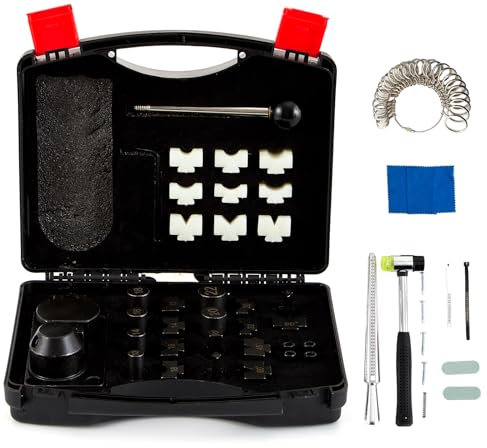 Ring Bender Tool for Spoon Rings Heavy Duty, Spoon Ring Making Kit,Ring Bending Machine for Jewelry Making, with Ring Sizer Measuring Tool Set (Ring Sizer, Ring Mandrel),Rubber Hammer,Ring Size Gauge