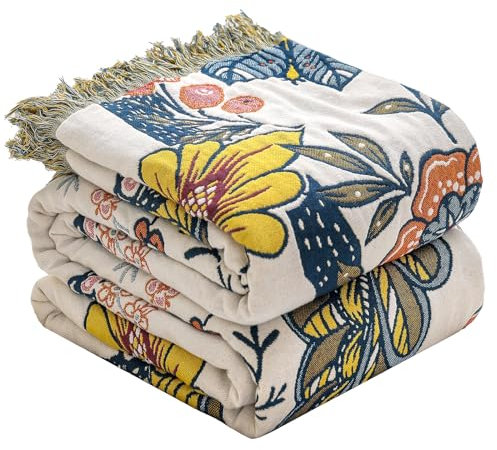 HOORDRY Boho Tagesdecke,100% Baumwolle Komfortable Hochwertige Bettwäsche imLandhausstil,Vielseitige Überwurfdecke für Sofa und Bett,Perfekte Balance zwischen Wärme Granatapfel 200X230CM