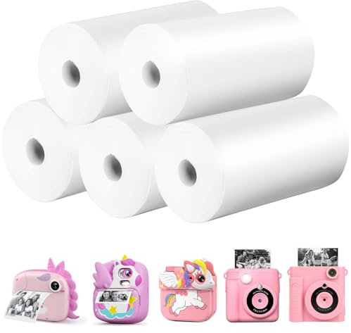 5 Rolls Kids Camera Print Paper Refill, Kids Instant Print Camera Photo Papers Compatible with Most Children Instant Print Camera, 2.2Inch, BPA Free
