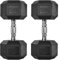 HOMCOM 20KG Double Rubber Hex Dumbbell - Portable Hand Weights for Home Gym Workout