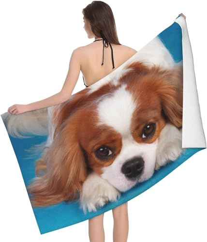 Strandtuch Cavalier King Charles Spaniel Mikrofaser Handtuch Strandlaken GrößE Blau Schnell Trocknen Strandhandtuch Herren Frauen BadetüCher, HandtüCher, StrandtüCher 100x200cm