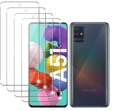 Kziwii 4 pièces Verre trempé Compatible avec Samsung Galaxy A51 Film Protection Écran, Anti Rayures, Ultra Claire, sans Bulles, Dureté 9H Glass, pour Samsung Galaxy A51
