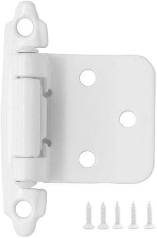 1/2 Overlay Cabinet Door Hinges White, 6 Pack (3 Pairs) Self Closing Cabinet Hardware Hinges for Face Frame Kitchen Cabinet Doors
