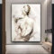 LZJAGXX Abstrakte Leinwand-Wandkunst, Mädchen, Frau, sexy, nackter Rücken, Gemälde, Schwarz-Weiß-Bild, Poster und Drucke für Wohnzimmer-Dekor, 70 x 100 cm, rahmenlos