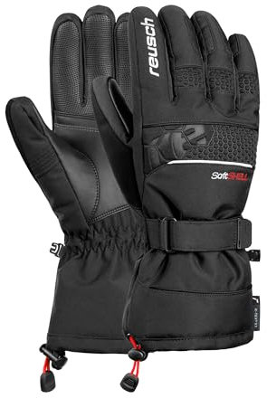 Reusch Connor R-TEX® XT extra warme, wasserdichte, Winddichte und atmungsaktive Unisex Fingerhandschuhe Schneehandschuhe Skihandschuhe für Damen und Herren, schwarz-weiß, 10,5