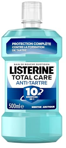 Listerine | Bain de Bouche Total Care Anti-Tartre (bouteille de 500 ml) – Soin bucco-dentaire contre la formation de tartre – Bain de bouche pour une haleine fraîche durable