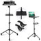 Zonon 2 Shelves Projector Stand Tripod with Wheels Mouse Tray Laptop Tripod Adjustable Height 22 to 51 Portable Rolling Laptop Floor Stand for Stage Office Sheet Music DJ