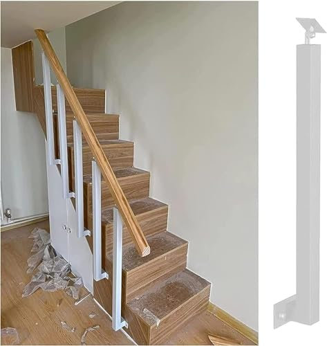 Kit de balustrades d'escalier à montage latéral robuste pour balcon, terrasse, jardin, patio, loft, rampes en bois, colonne de support avec balustres robustes 65 cm, blanc