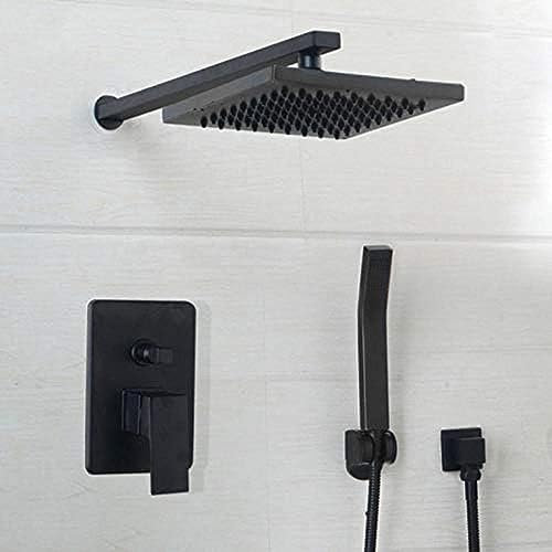 CWLPSL Robinet de Douche à Effet Pluie pour Salle de Bain, Ensembles muraux de Luxe Noirs, Ensembles de Douche à tête et à Main Finis Noirs de 8 Pouces, Douche