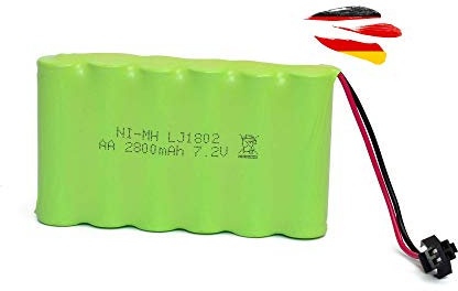 7,2V 2800-mAh NI-MH AA Akku, wiederaufladbar mit 2-poligem SM-2P Stecker, Akkupack Batterie für RC Panzer, Fahrzeug, Auto, Car, Truck, Boot, Bagger, Crawler, Spielzeug, Beleuchtung, Elektro-Werkzeuge