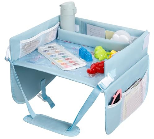 Romon Vassoio da viaggio per bambini per seggiolino auto per bambini, Vassoio di Viaggio per Auto da Toddler, Banco da Viaggio per Bimbi - Vassoio Portatablet per Studiare Disegnare in Macchina