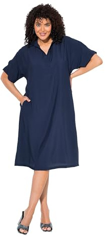 Ulla Popken Damen Polokleid mit Schlitz Am Ärmel Polokleid mit Schlitz am Ärmel (1er Pack)