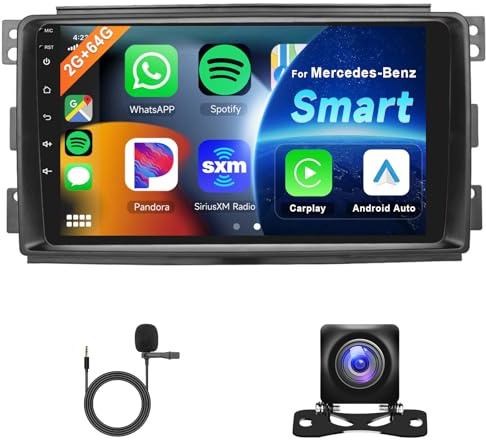 2G+64G Android Autoradio für Mercedes Benz Smart Fortwo W451 2005-2010 mit Wireless Carplay Android Auto, Hodozzy 9 Zoll Touchscreen mit Navi DSP Bluetooth WiFi FM/RDS Radio, Lenkradsteuerung