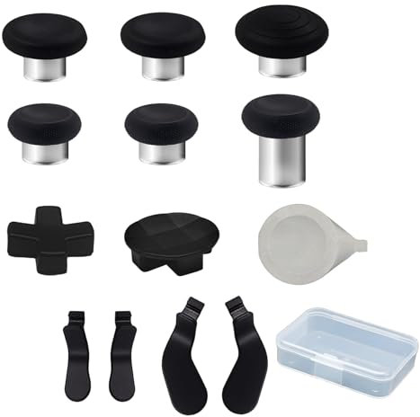 Peixiong Juego de componentes de los mandos Elite 13 en 1 para Xbox Elite Series 2 Core Controllers con 6 joysticks metálicos y Herramientas, 2 D-Pads, 4 paletas para Xbox Elite Series 2 (Negro)