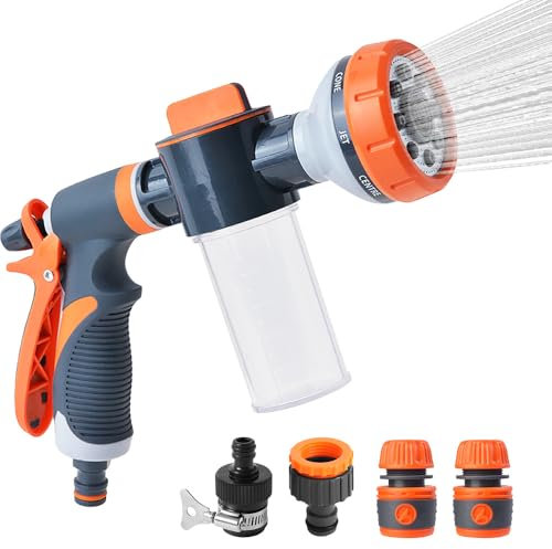 Mineup Pistolet Arrosage du Jardin, Pistolet arrosage haute pression, Pistolet Arrosoir ave 8 modes de débit d'eau réglable, Pistolet Pulvérisateur de Jardin Pour animaux domestiques, lavage de voitur