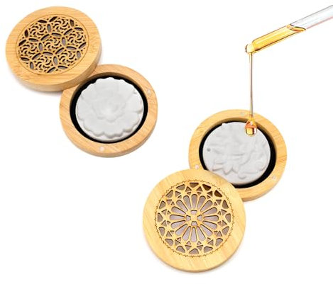 PHMING 2 Pièces Galet Diffuseur Huile Essentielle, avec Aimant Diffuseur D'huiles Essentielles, Forme Ronde Diffuseur de Parfum, avec 2 Pierres Parfumées, pour Salon, Bureau, Chambre