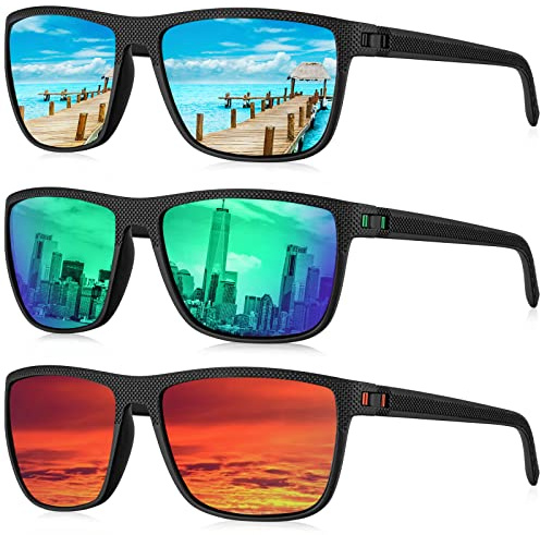 HENGOSEN Sonnenbrille Herren Polarisiert Sunglasses-Men: Sport Sonnenbrille Verspiegelt UV400 Schutz Fahren Angeln 3 PACK